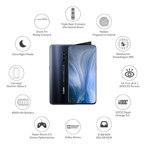 Oppo Reno 10x Zoom (Jet Black, 8GB+256GB Global UK Version) in